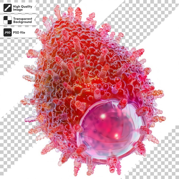 PSD a pink and red virus is shown on a transparent background