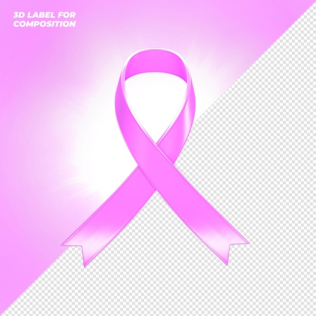 pink ribbon label 3d render for composition