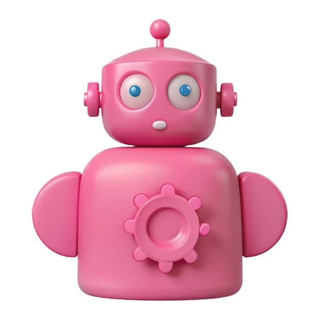 PSD a pink robot with blue eyes and a pink nose