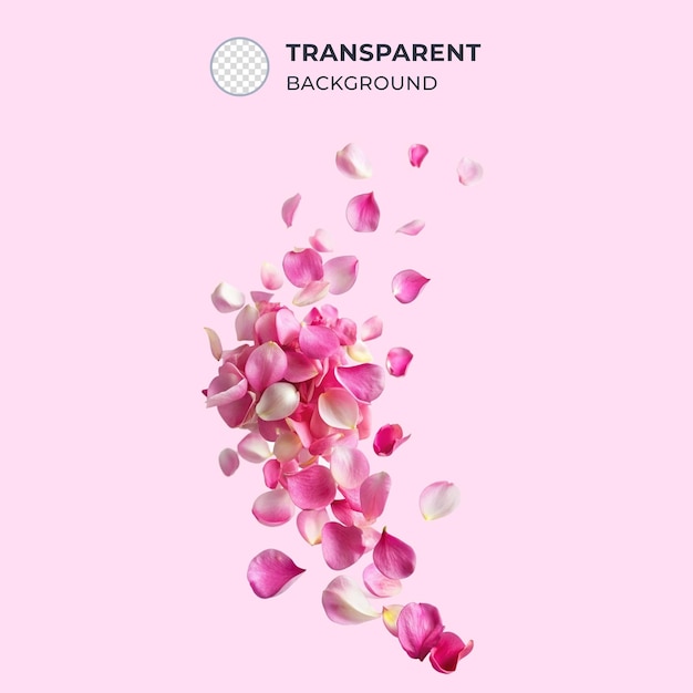 Pink rose petals isolated on transparent background