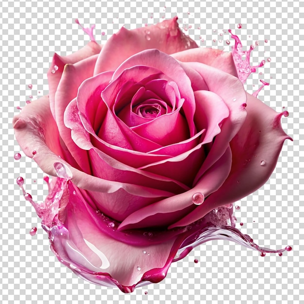 Pink rose splash Isolated on transparent background