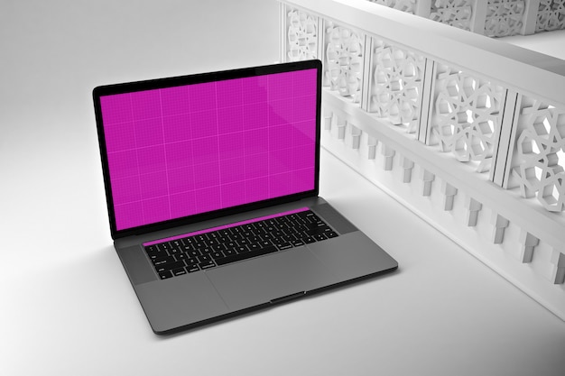 pink screen computer mockup