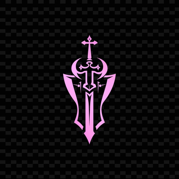 PSD a pink shield with a pink logo on a black background