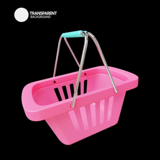 A pink shopping basket with the word transparent on it