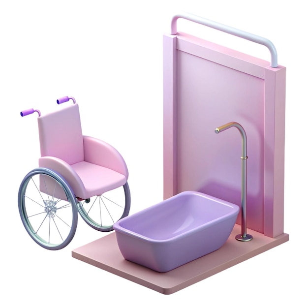 PSD a pink shower with a purple tub and a purple sink