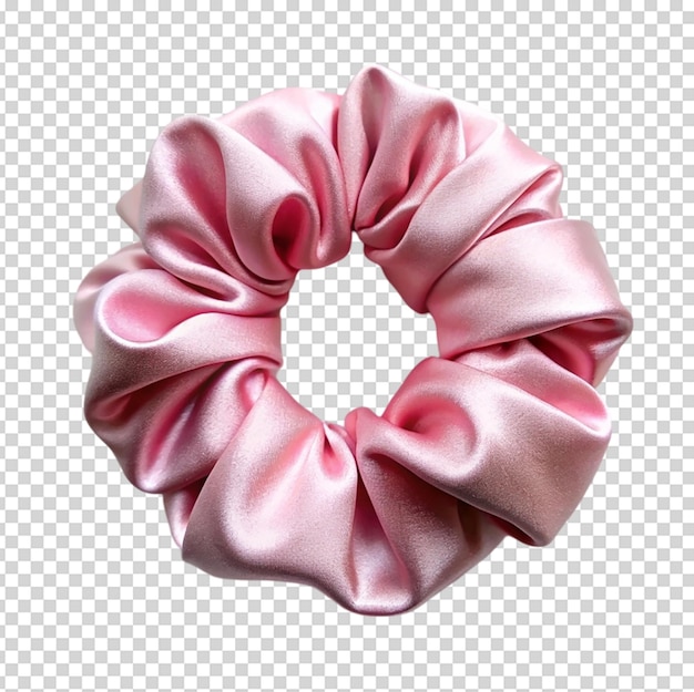 PSD a pink silk scrunchie isolated on white background