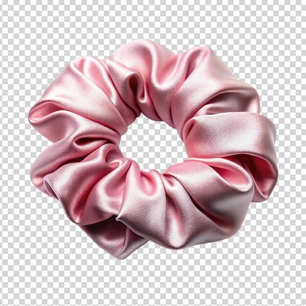 PSD a pink silk scrunchie isolated on white background