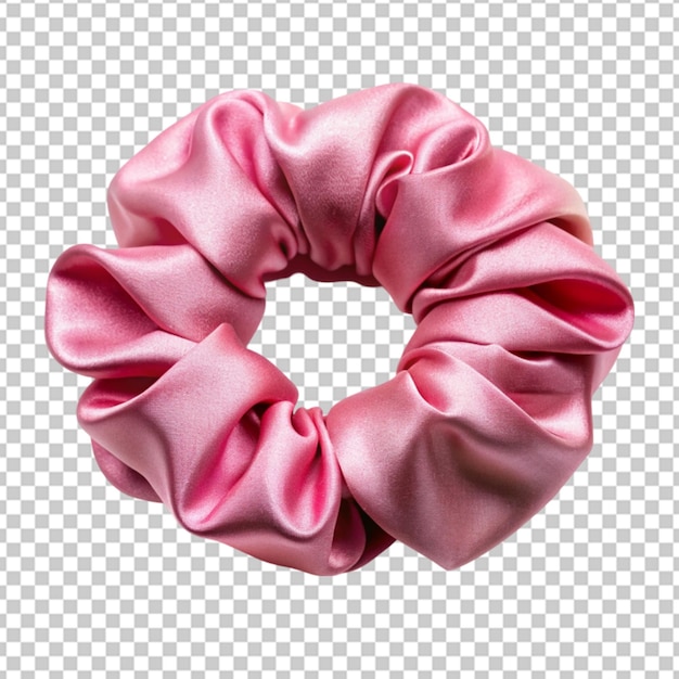 PSD a pink silk scrunchie transparent background