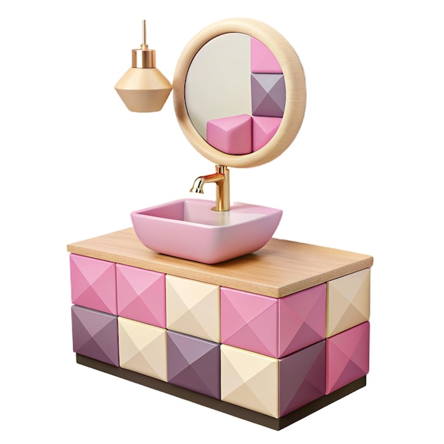 a pink sink with a mirror on it that says quot mirror quot