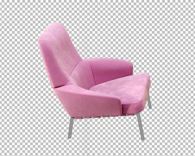 Pink sofa in 3d rendering isolated