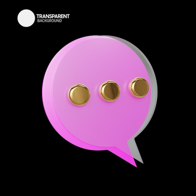 A pink speech bubble with three gold buttons on it.