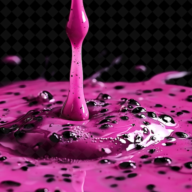 PSD a pink splash of water with black spots and purple spots