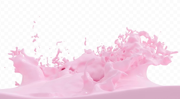 Pink splashes on isolated background 3d rendering illustration