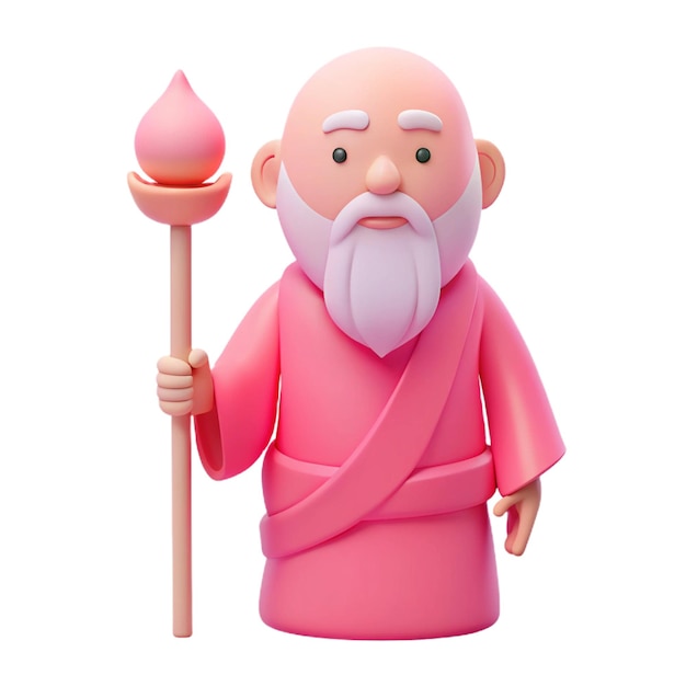 a pink statue of a man with a pink robe and a pink robe