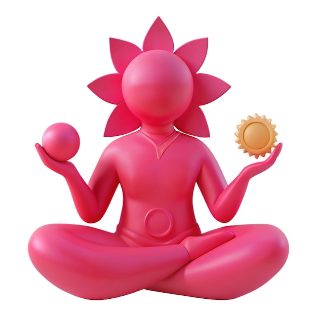 a pink statue with a sunflower on it