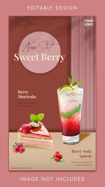 Pink Summer Caffe Drink Menu Social Media Feed Post Banner