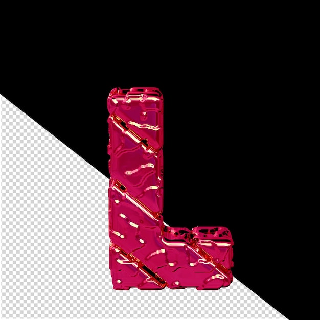 PSD pink symbol made from rough diagonal blocks view from above letter l