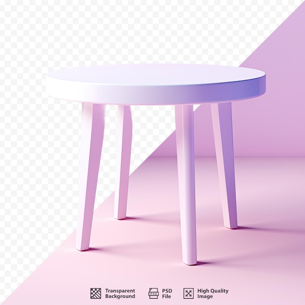 PSD a pink table with a white table and a purple background.