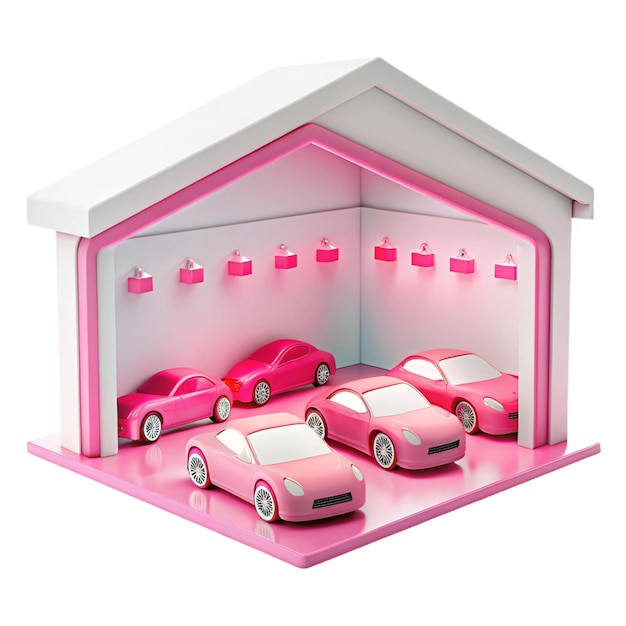 PSD a pink toy car is in a toy shop