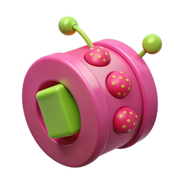 PSD a pink toy with green buttons on it and a green button with pink polka dots on it