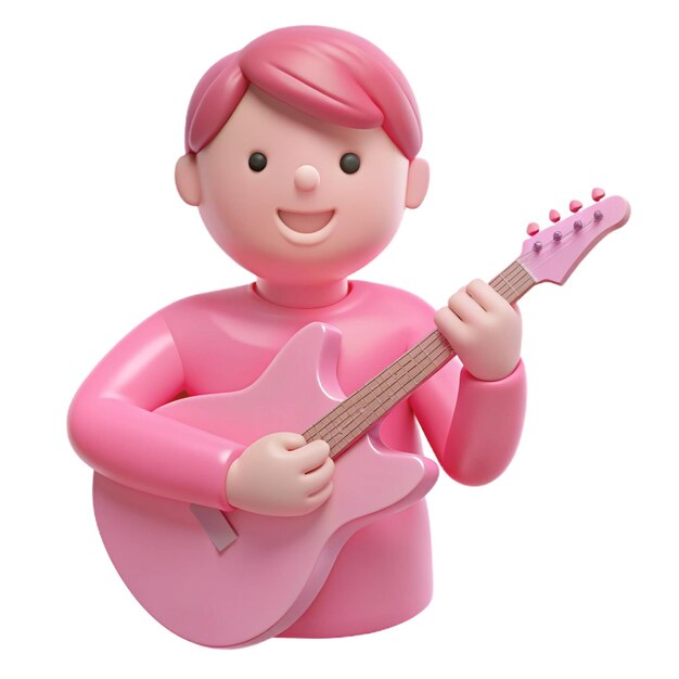 a pink toy with a pink guitar in the middle of it