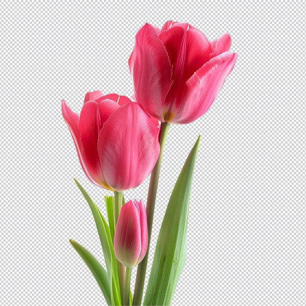 PSD a pink tulip in a vase with a white background