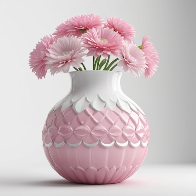 PSD a pink vase with pink flowers in it and the word quot daisies quot on the bottom