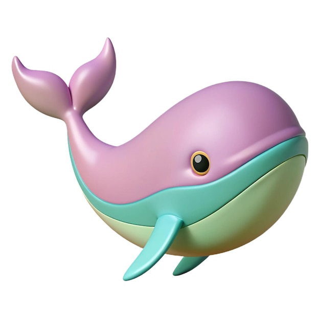 a pink whale with a blue nose and a pink nose