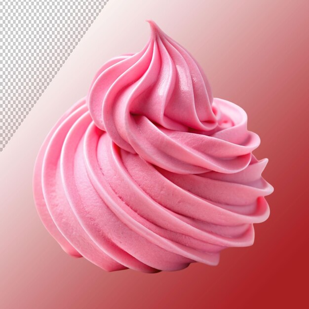 PSD pink whipped cream isolated on transparent background