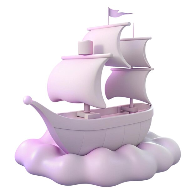 a pink and white boat with a pink sail on the bottom