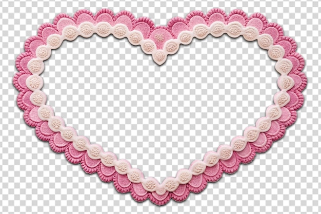 PSD pink and white scallop heart frame border png