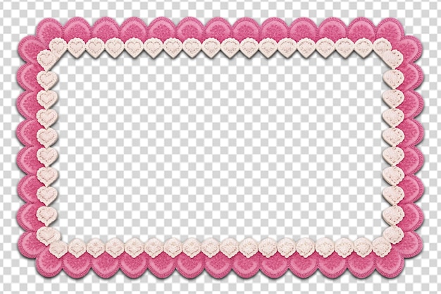 PSD pink and white scallop heart frame border png