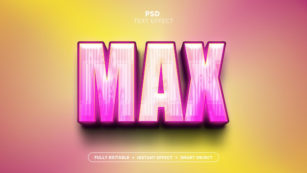 PSD a pink and yellow text effect with the title max in the middle.