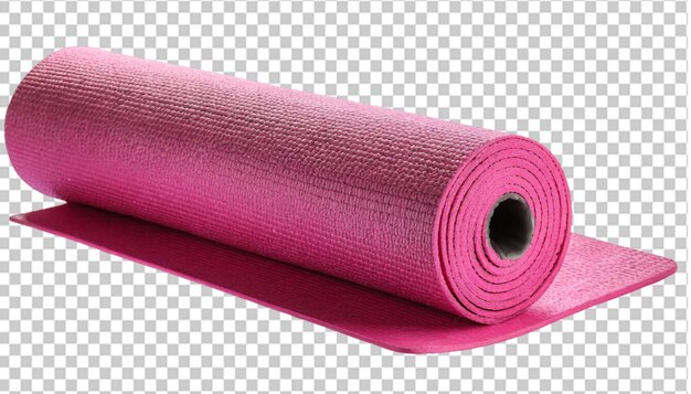 PSD pink yoga mat isolated on transparent background yoga mat rolled up