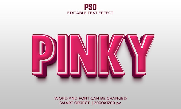 Pinky 3d editable text effect Premium Psd with background