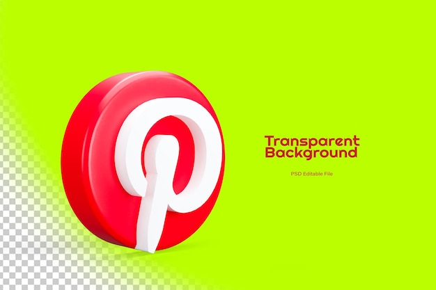 pinterest 3d icon transparent background