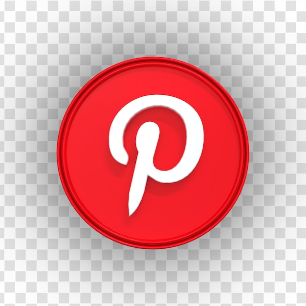 Pinterest 3d Social Media icon Colorful glossy 3d icon concept 3d rendering for composition