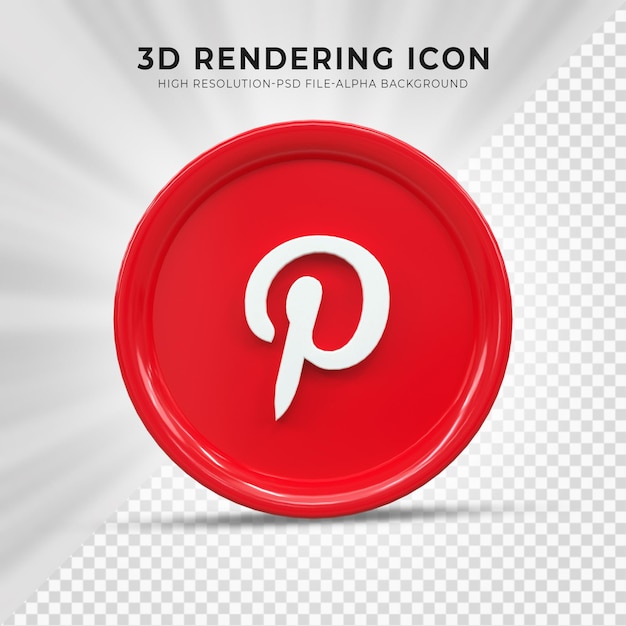 Pinterest 3d Social Media icon Colorful glossy 3d icon concept 3d rendering for composition