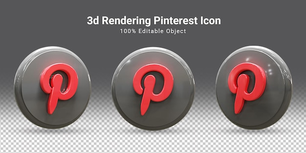 pinterest glossy social media icon set 3d