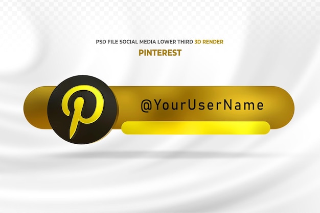 PSD pinterest gold social media lower third 3d render