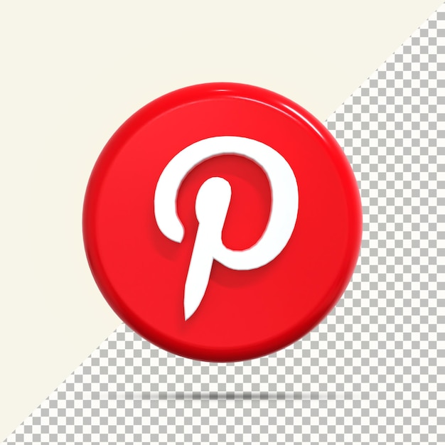 Pinterest icon in 3d rendering for composition