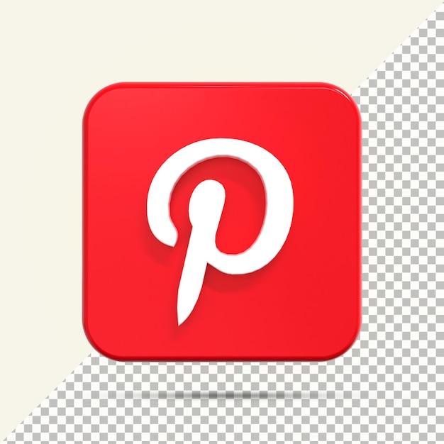 Pinterest icon in 3d rendering for composition