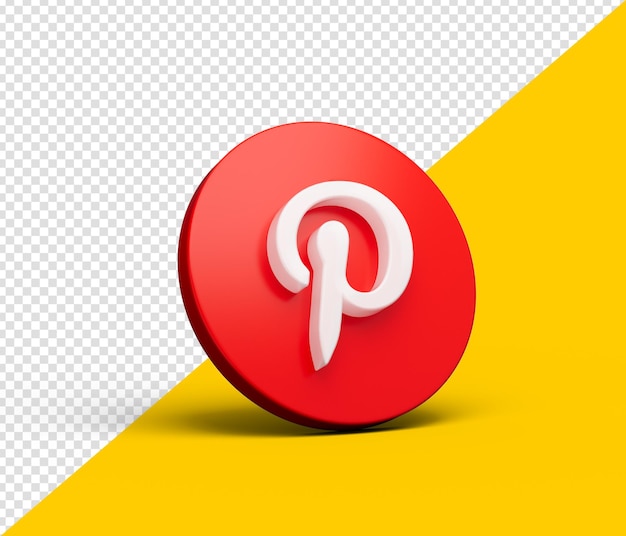 Pinterest icon social media Logo Pinterest logo symbol 3d transparent Psd