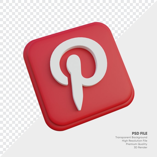 Pinterest isometric 3d style logo concept icon in round corner square isolated