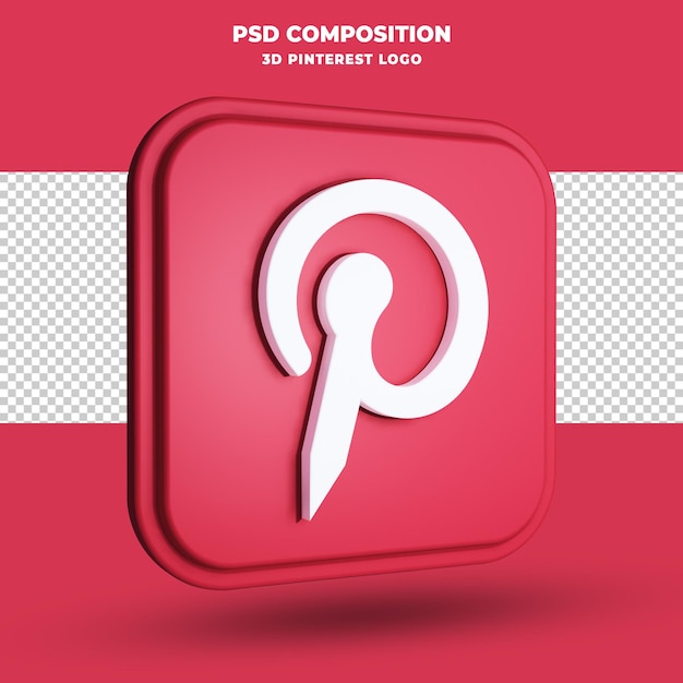 Pinterest logo 3d render isolated