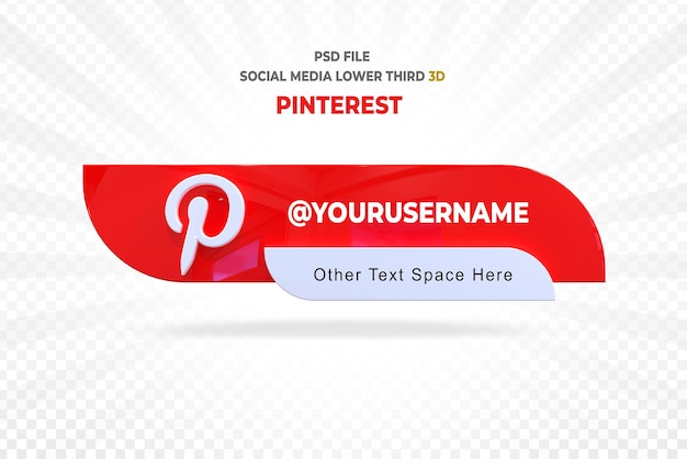 PSD pinterest lower third banner 3d style render