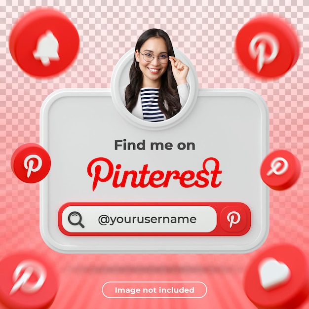 Pinterest profile banner 3d render composition