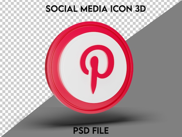 Pinterest Social Media Icon 3D Rendered