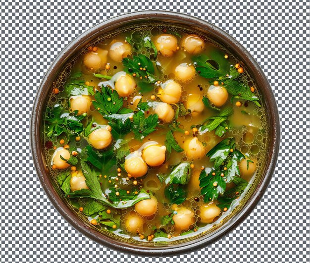 PSD piquant moringa leaf soup with chickpea isolated on transparent background