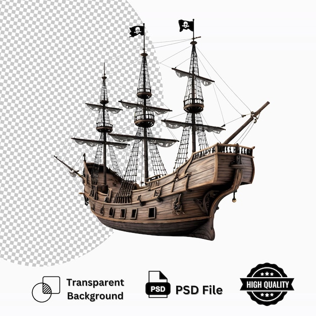 PSD pirate ship isolated on transparent background